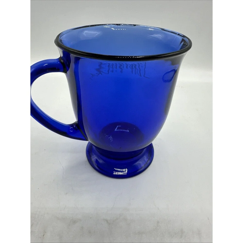 Dark Blue Glass Starbucks Footed Coffee Cup 5